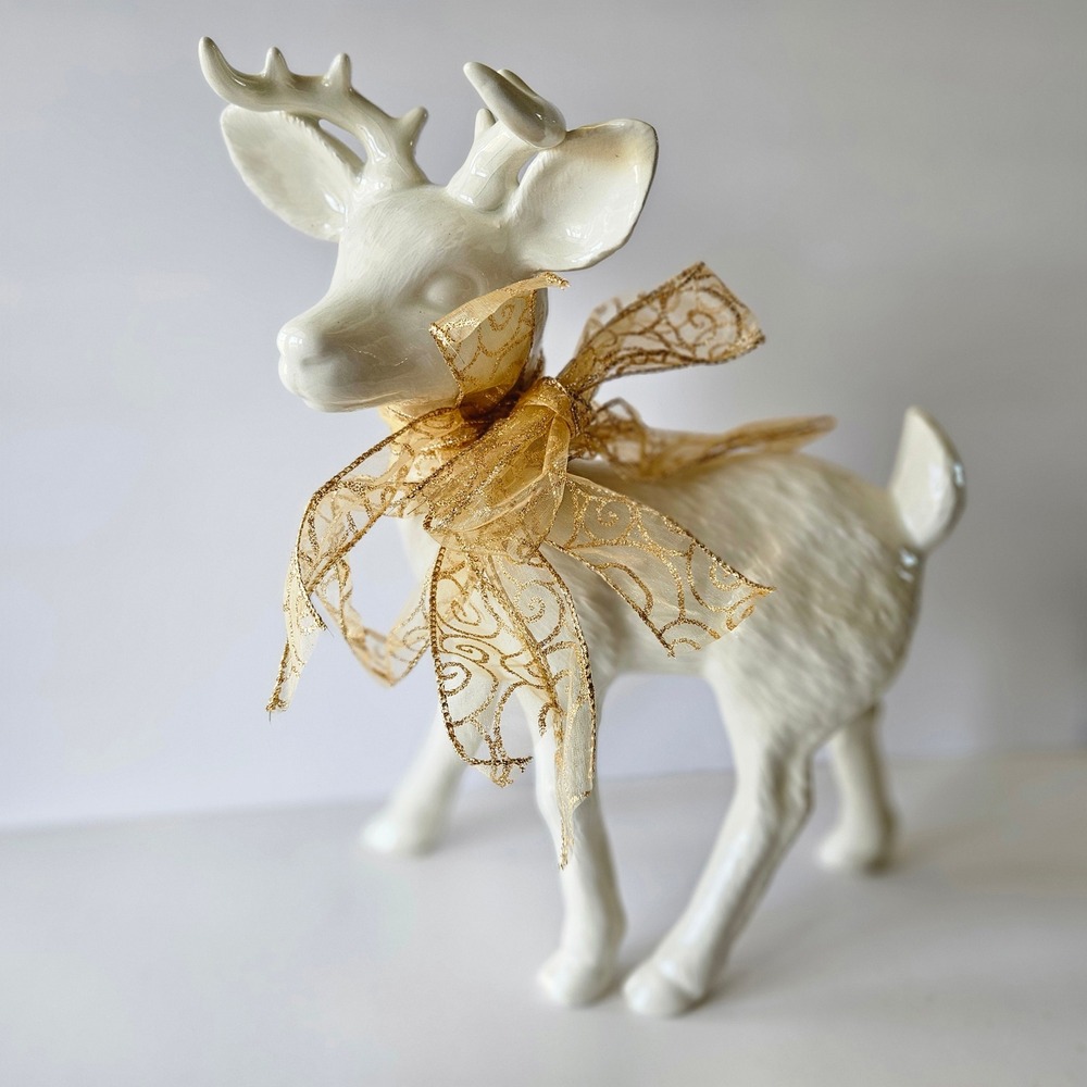 Handmade Ceramic Woodland Reindeer - 13in Tall - Holiday Christmas Deer